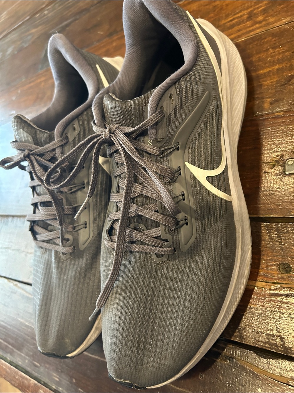 Nike Men’s Gray Athletic Running Shoes with White Swoosh